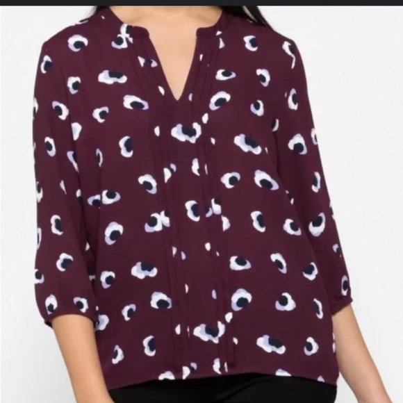 41 Hawthorn Tops - 41 Hawthorn White and Purple Blouse Elegant Top